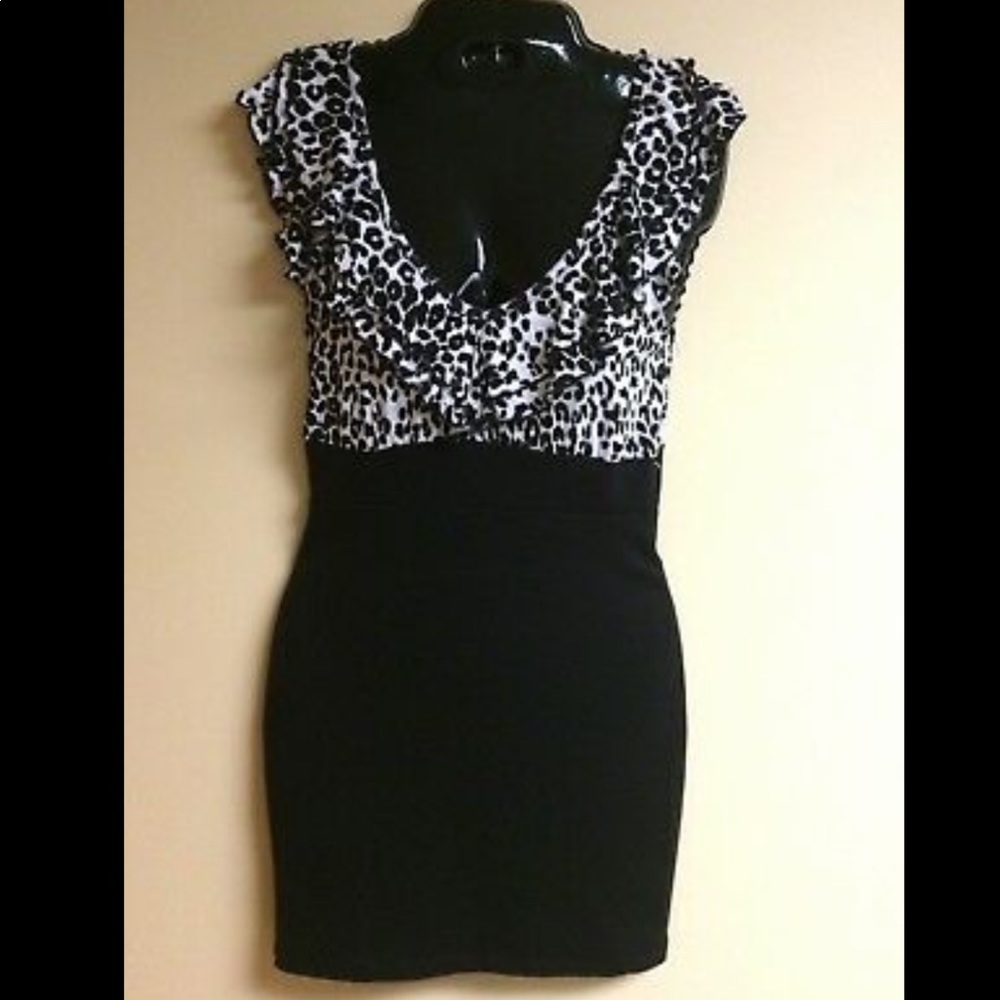 Leopard print/black short dress